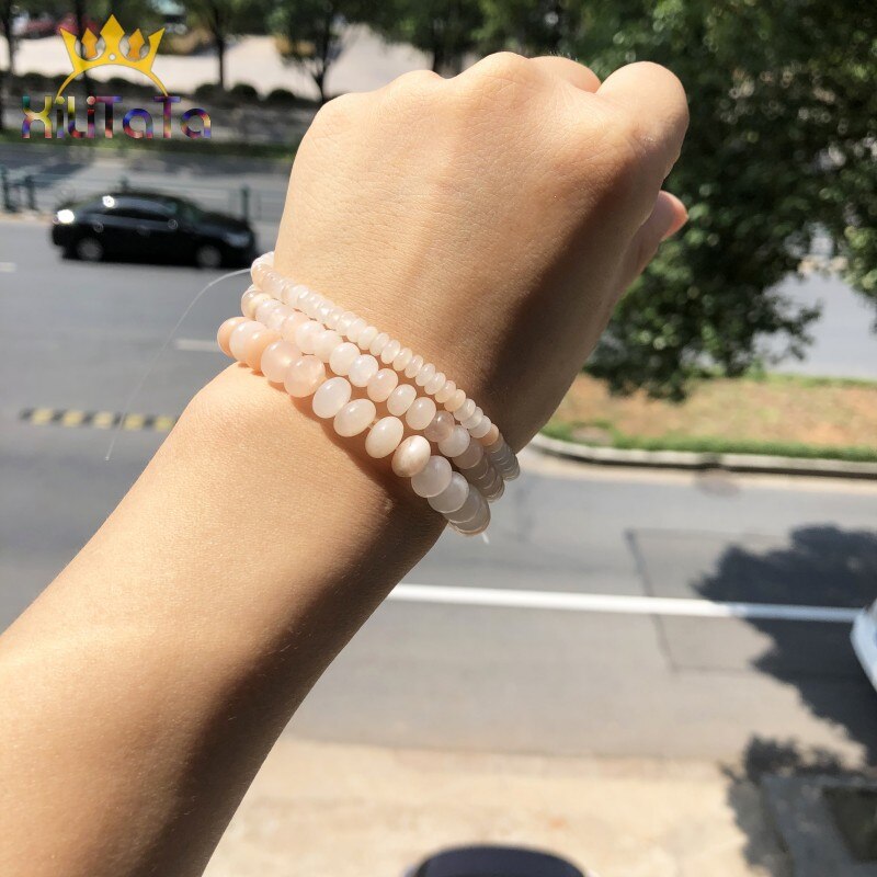 Natural Pink Aventurine Rondelle Stone Beads Round Loose Spacer Beads For Jewelry Making Bracelet Charms Accessories 15&quot; 4/6/8mm - KiwisLove