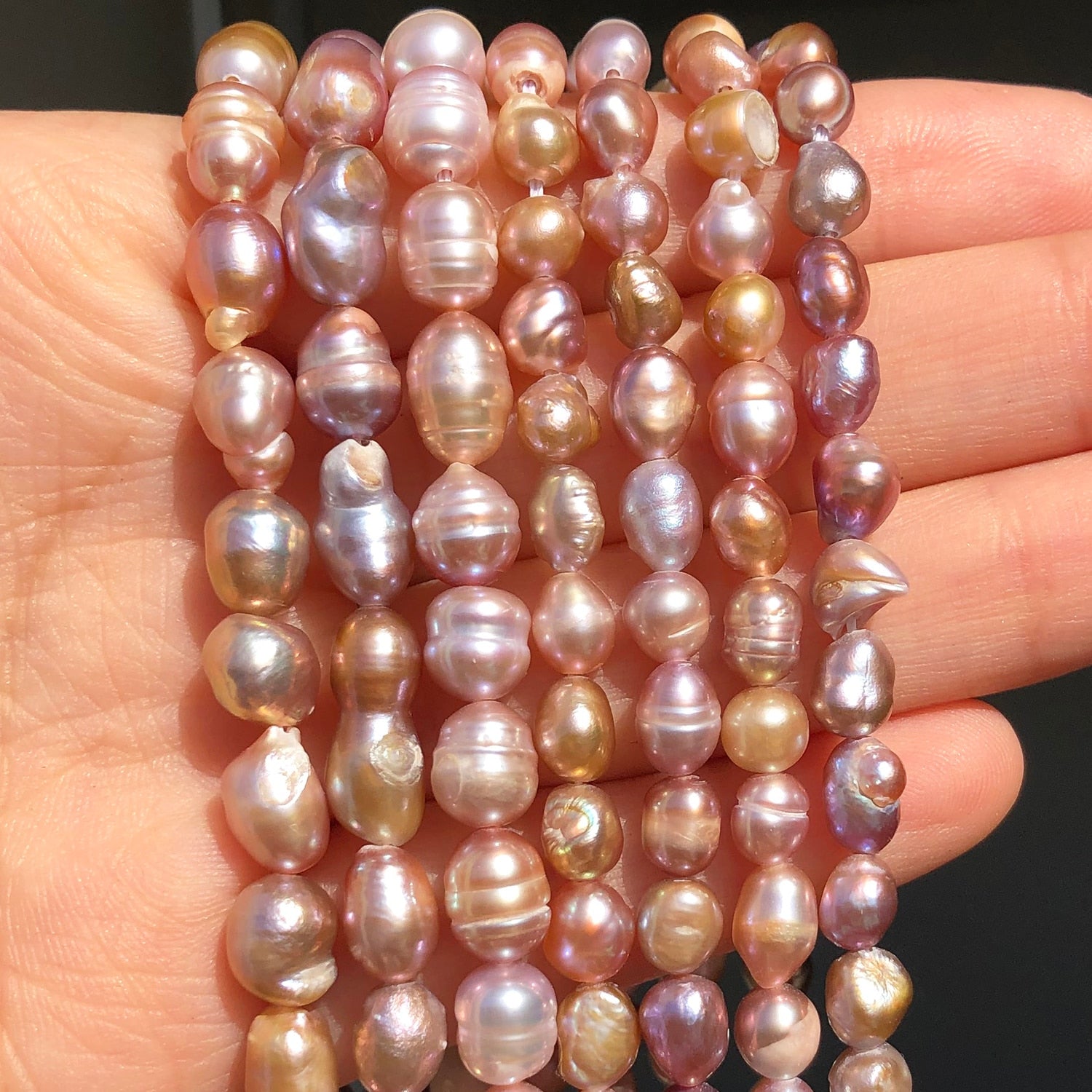 Natural Freshwater Purple Pearls Beads Rice Shape Punch Loose Beads for Jewelry Making Handmade DIY Charm Bracelet Necklace 15" - KiwisLove
