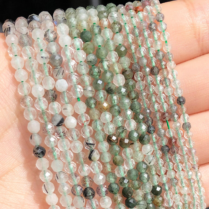 2mm 3mm 4mm Natural Stone Faceted Green Turquoises Amazonite Cat Eye Beads for Beadwork DIY Jewelry Making Bracelet Accessories - KiwisLove