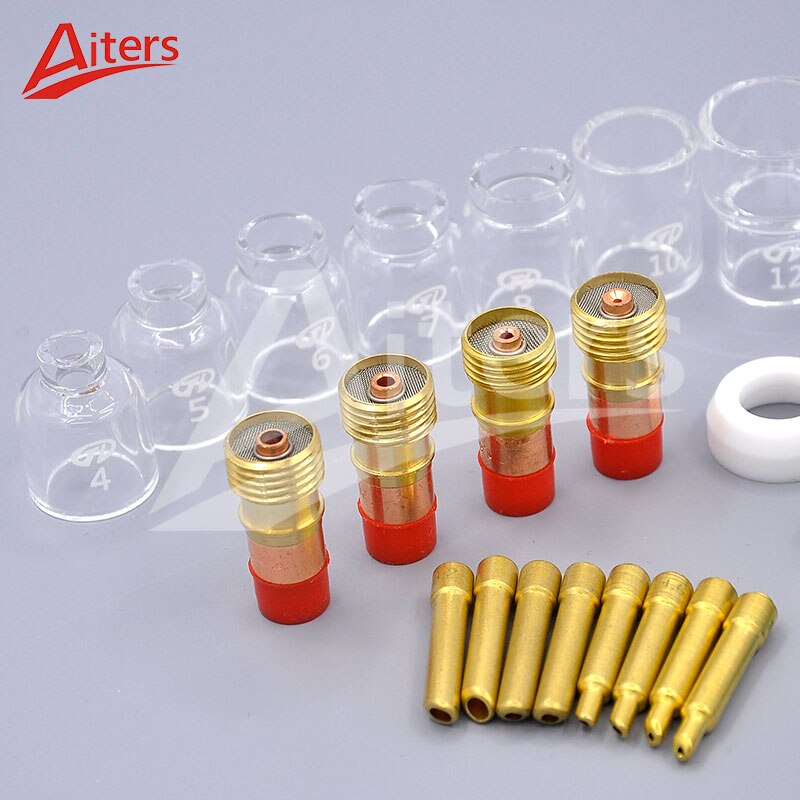 Collet Body Pyrex Glass Cup 41Pcs kit Stubby Gas Lens Welding Accessories Use For TIG Torch WP-17/18/26 - KiwisLove