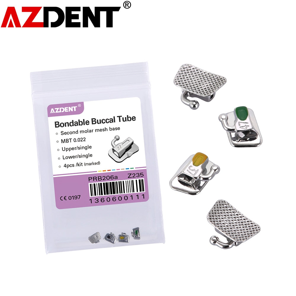 20Pcs=5Pack AZDENT 2nd Molar Bondable Non-convertible Single Roth/MBT/Edgewise 022/018 Buccal Tube - KiwisLove