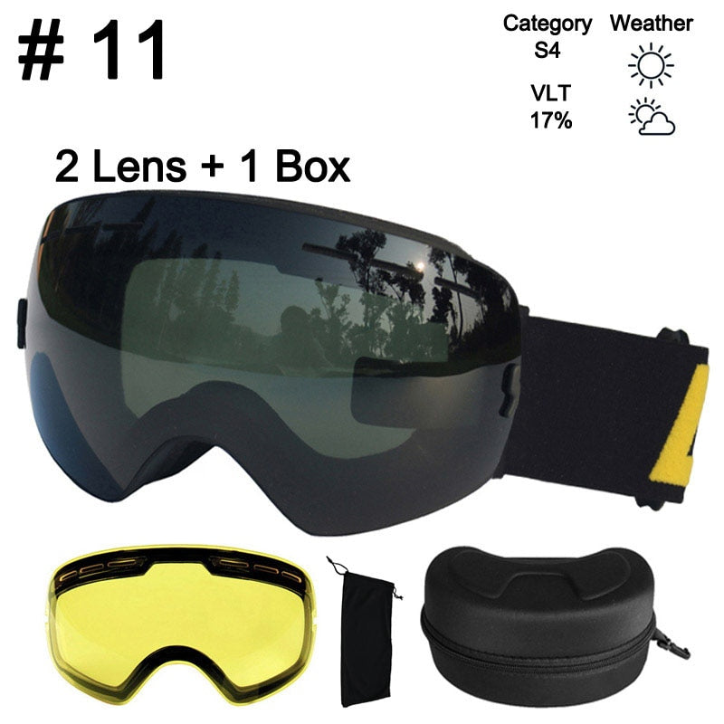 LOCLE Anti-fog Ski Goggles UV400 Ski Glasses Double Layers Skiing Snowboard - KiwisLove