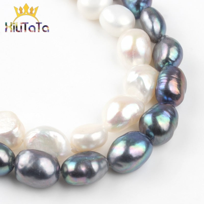 10-11mm Natural Irregular Pearls Beads White Black Pearls Loose Beads For Jewelry Making DIY Bracelet Ear Studs Accessories 15&#39;&#39; - KiwisLove