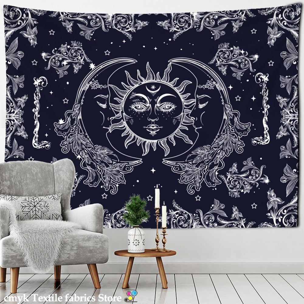 Colorful Sun Moon Tapestry Universe Psychedelic Witchcraft Hippie Tapiz Wall Hanging Room Home Decor - KiwisLove