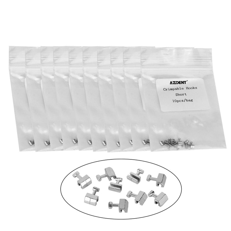 10Pcs/Pack Dental Crimpable Hooks Cross Tube Long Short Right/Left Stainless Steel Fixed on the Arch Wires - KiwisLove