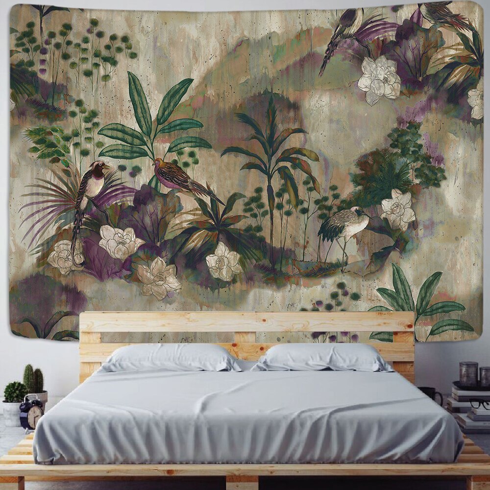 Tropical Plant Printed Tapestry Wall Hanging Nordic Ins Home Living Room Bedroom Fabric Hanging Painting Background Decoration - KiwisLove