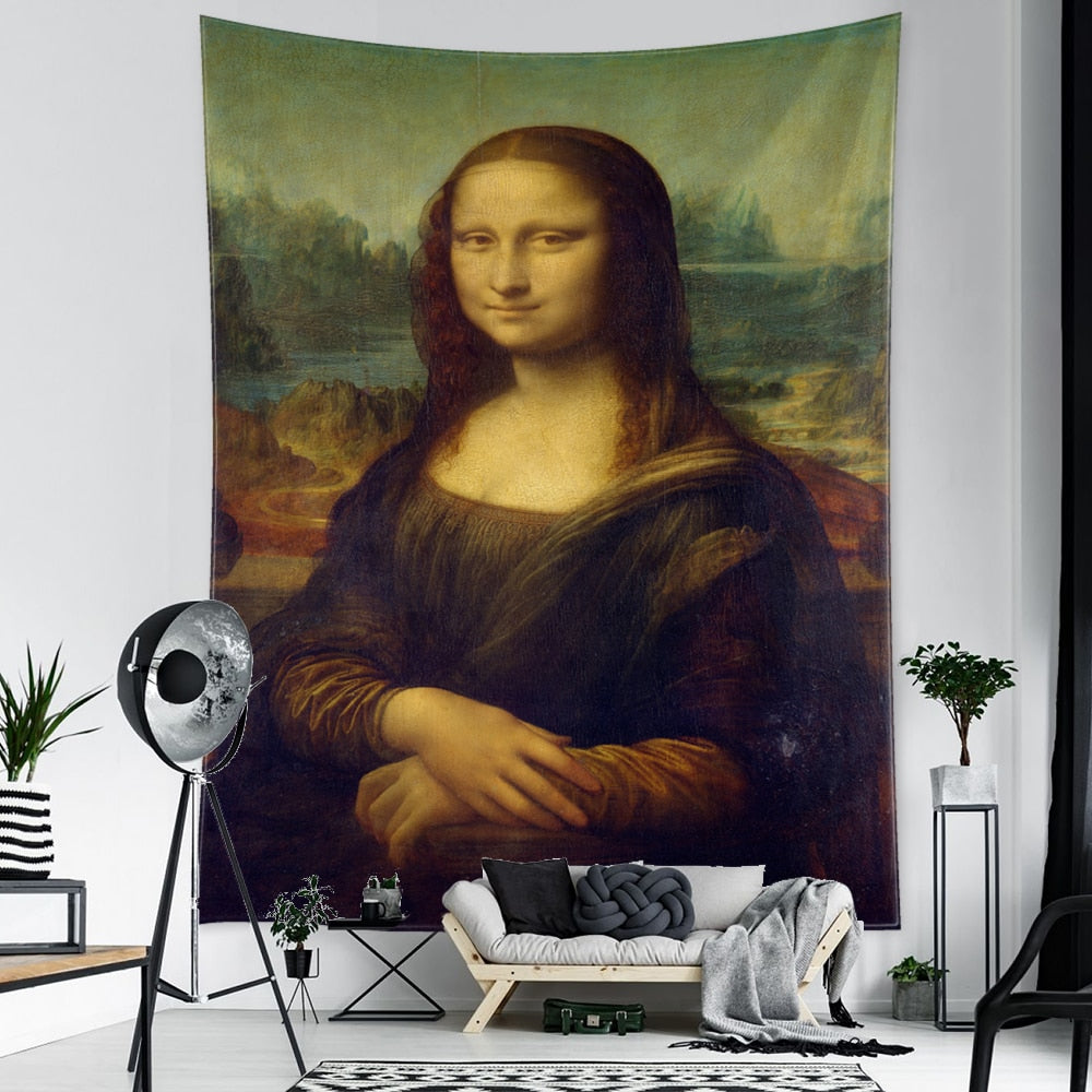 Mona Lisa Graffiti Tapestry Wall Hanging Boho Style Psychedelic Witchcraft Hippie Tapiz Bedroom Art Home Decor - KiwisLove