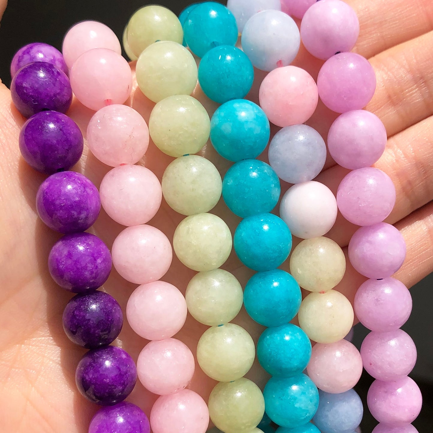 Natural Stone Colorful Morganite Jades Loose Round Spacer Beads 6 8 10mm For Jewelry DIY Making Bracelet Accessories 15inches - KiwisLove