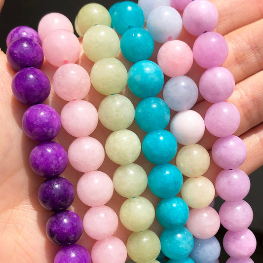 Natural Stone Colorful Morganite Jades Loose Round Spacer Beads 6 8 10mm For Jewelry DIY Making Bracelet Accessories 15inches - KiwisLove