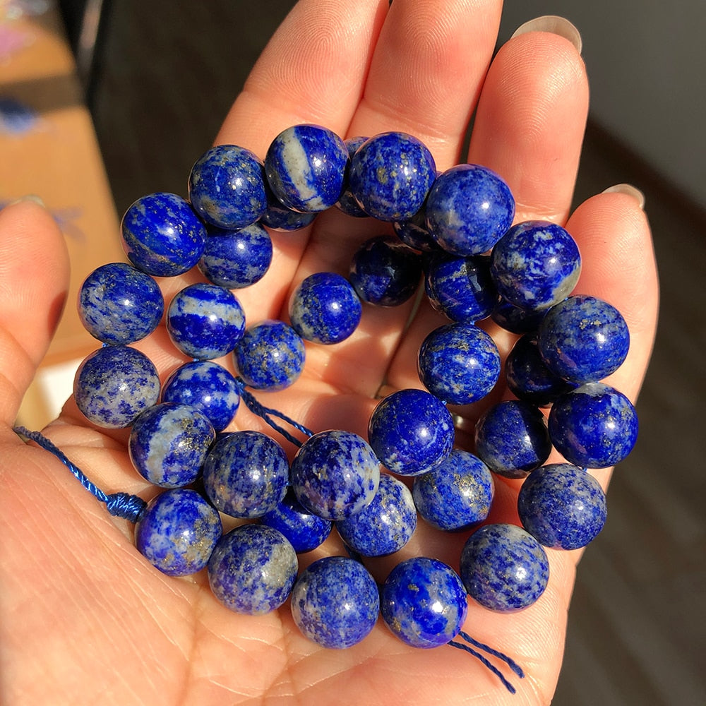 AA Natural Lapis Lazuli Stone Beads for Jewelry Making 4 6 8 10mm Round Loose Beads DIY Bracelet Charms Accessories 15&#39;&#39;Inches - KiwisLove