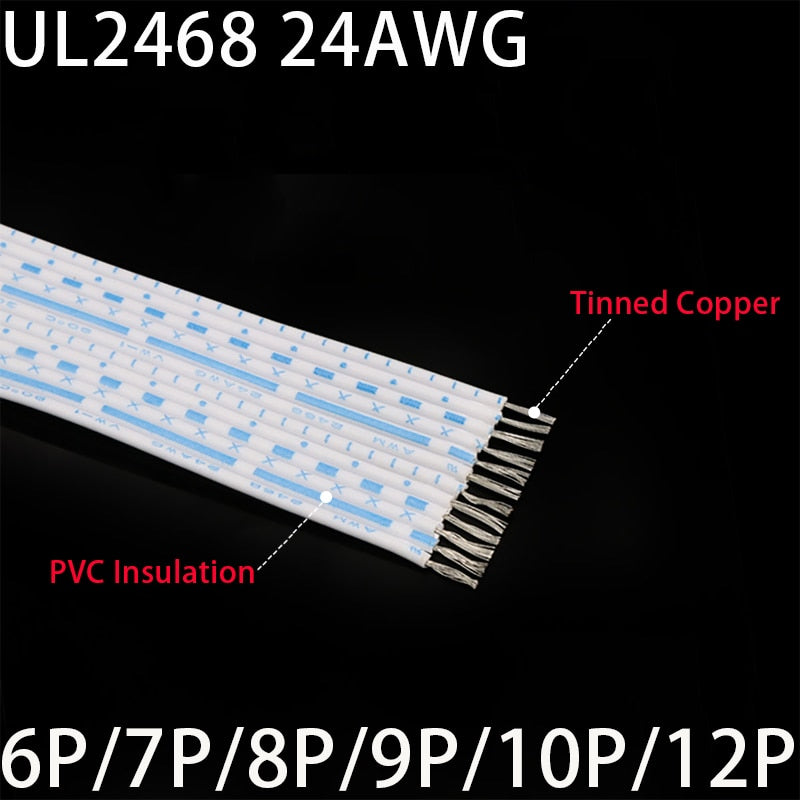 UL2468 24AWG Electron Wiring 6 7 8 9 10 12 Pins Extended Power Connect Cable PVC Insulated Copper Line Blue White Multiple Cores - KiwisLove