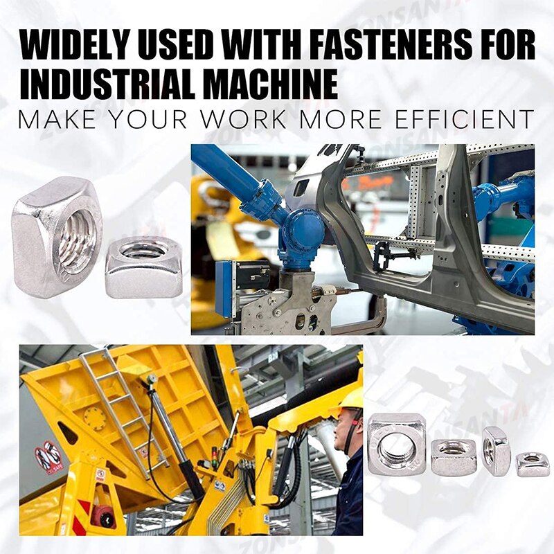 ZONSANTA Square Nuts M3 M4 M5 M6 M8 M10 M12 A2 304 Stainless Steel Din557 - KiwisLove