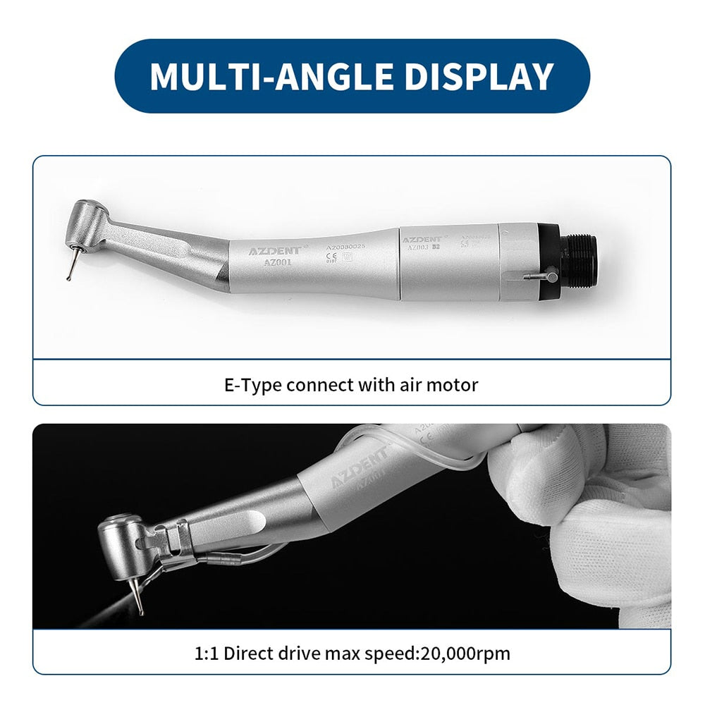 Azdent Dental Handpiece Contra Angle Straight 2/4 Hole Air Motor Push Button  Low Speed - KiwisLove