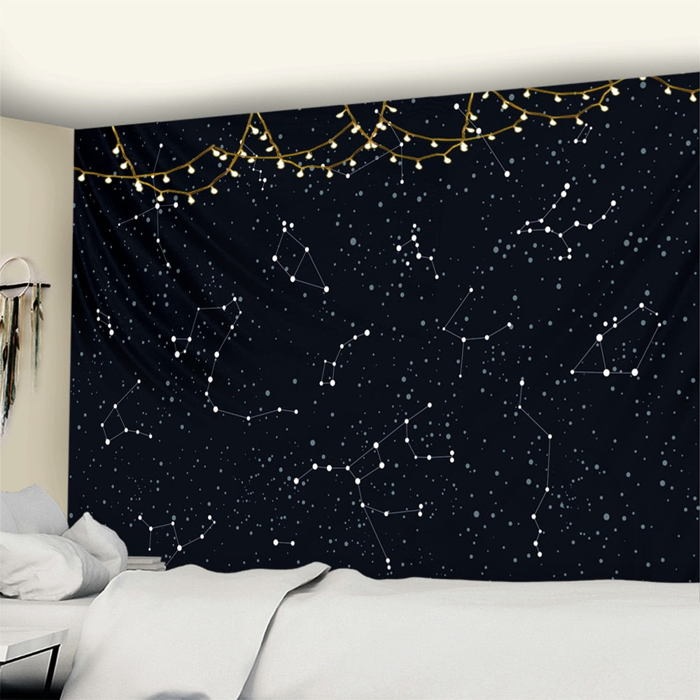 Black Universe Starry Sky Tapestry Wall Galaxy Psychedelic Tapiz Witchcraft Astrology Bed Cover Beach Blanket Home Decor - KiwisLove