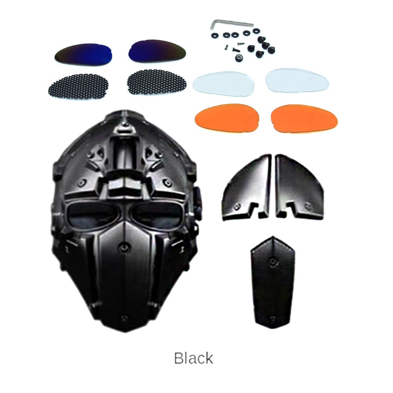 Tactical Helmet Obsidian GOBL Terminator Helmet with Mask Transparent Goggle for Hunting Paintball Military Cosplay CS Game - KiwisLove