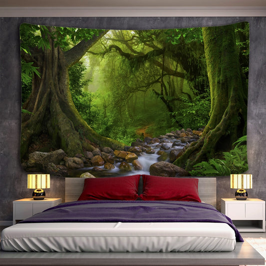 Forest Plant Landscape Tapestry Scenery Wall Hanging Hippie Bedspread Bohemian Psychedelic Tapiz Witchcraft Home Decor - KiwisLove
