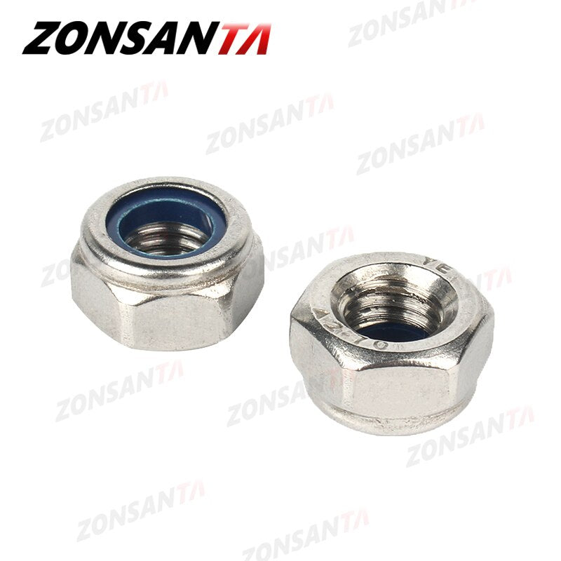 ZONSANTA Nylon Locknut 304 Stainless Steel Hex Hexagon Lock Nut DIN985 M2 M2.5 M3 M4 M5 M6 M8 M10 M12 M14 M16 M20 Non slip nuts - KiwisLove
