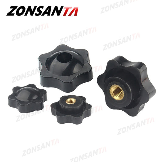ZONSANTA Plum Bakelite Hand Tighten Nuts M4 M5 M6 M8 M10 Plastic Head Hand Nut Black Handle Thread Star Clamping Knob Manual Nut - KiwisLove