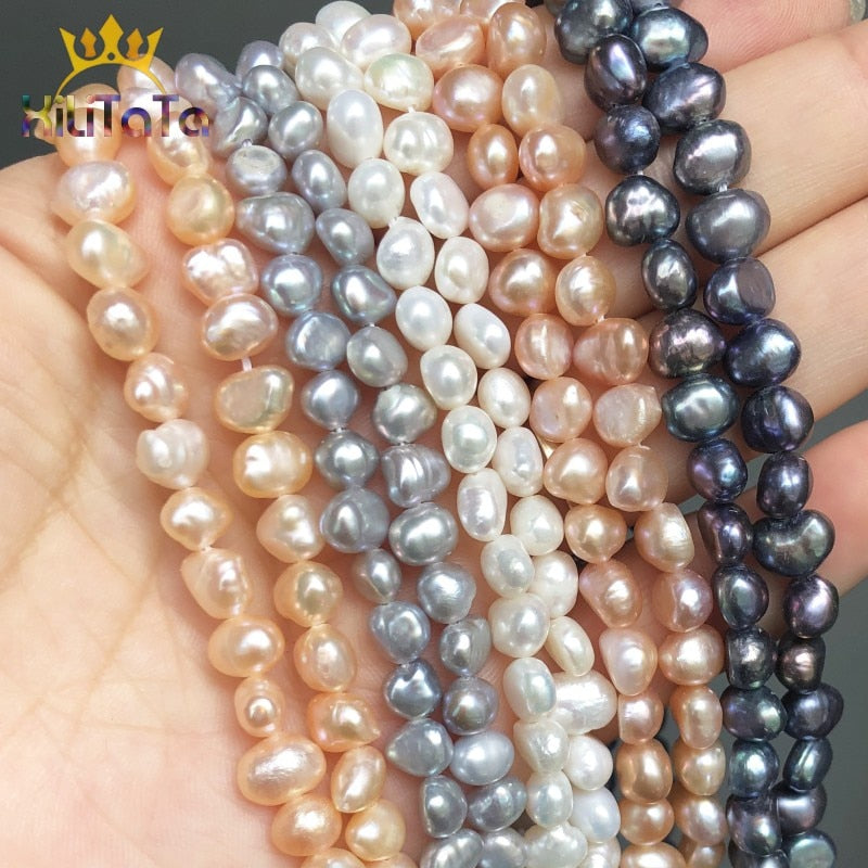 6-7mm Irregular Beads Natural White Pink Black Purple Freshwater Pearl Beads For Women DIY Making Jewelry Bracelet Accessories - KiwisLove