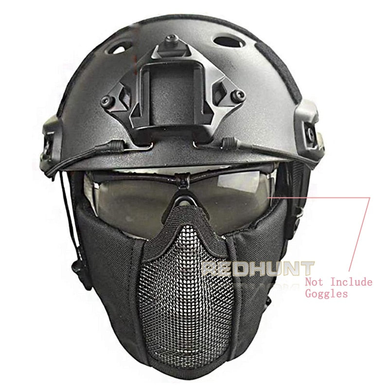Tactical Helmet Mask Cs Airsoft Paintball Army War Game Motorcycle Hunting Solid Color Fast Helmet - KiwisLove