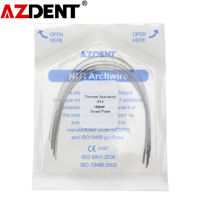 AZDENT 10Pcs/Pack Dental Niti Thermal Activated Round Arch Wire Oval Form Orthodontic Archwire Lower/Upper