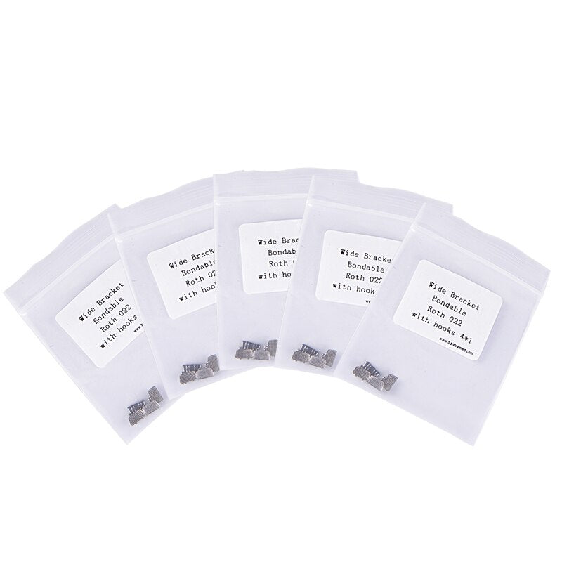 20pcs/5Bags Dental 1st Molar Wide Bracket Braces Bondable Roth 022 With Hooks 4pcs/Bag - KiwisLove