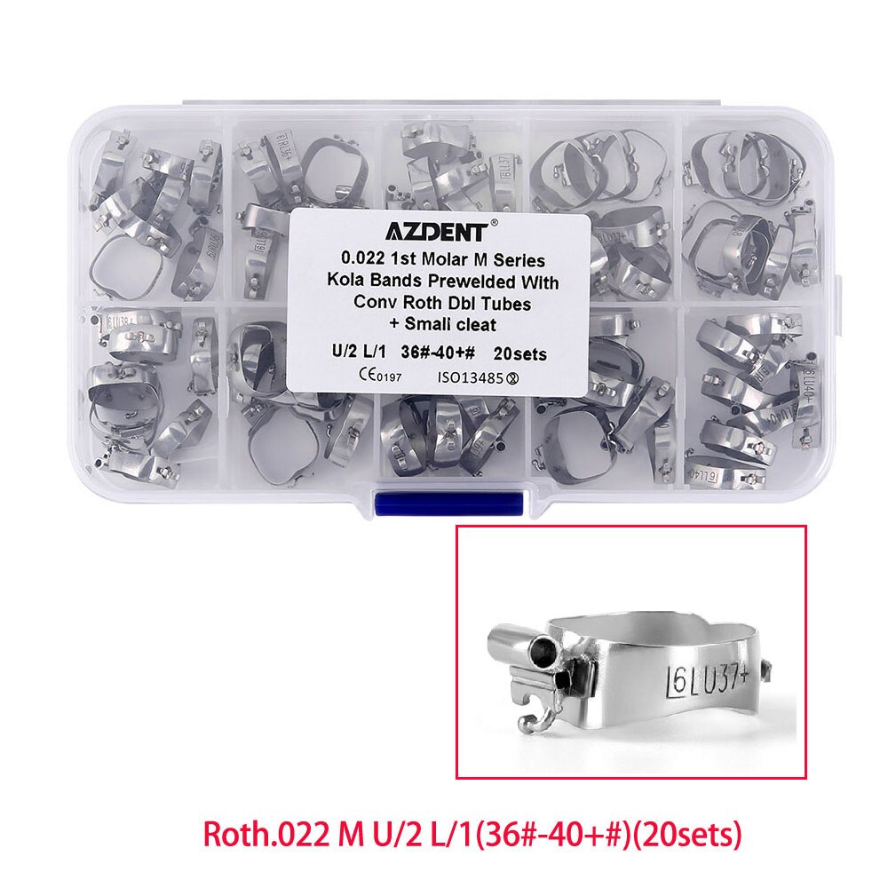 4 PCS/Set,Total 20 Sets  Azdent Dental Orthodontic 1st Molar Bands  M series Bands Prewelded With Buccal Tube Conv - KiwisLove