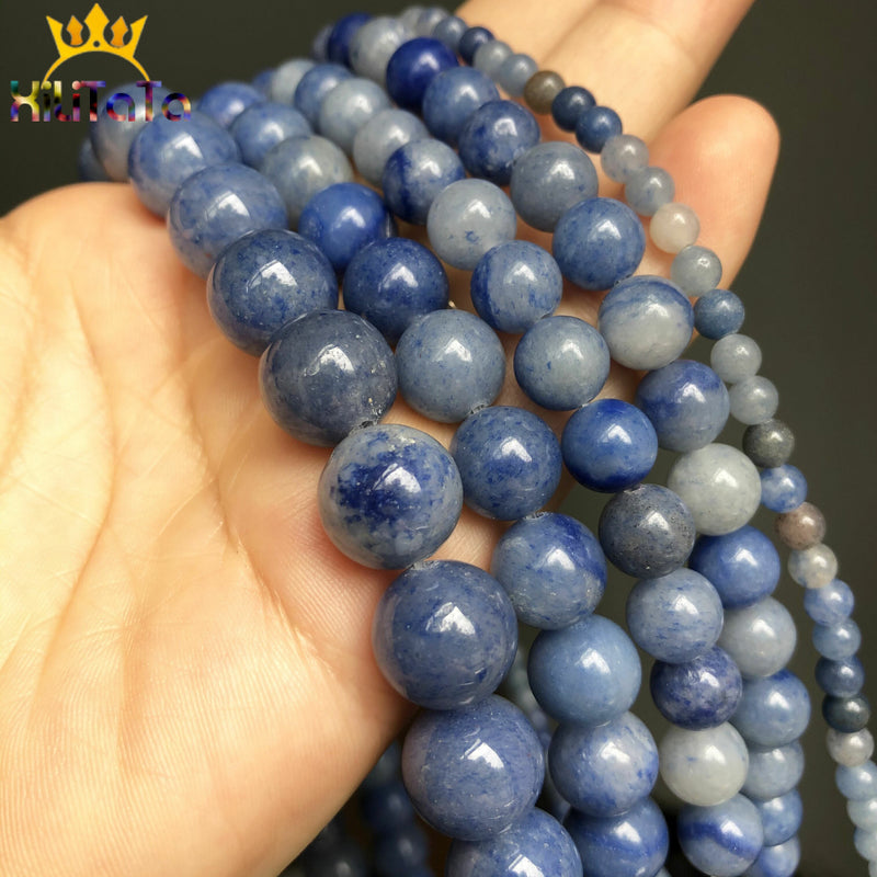 Natural Stone Blue Aventurine Beads Loose Spacer Beads For Jewelry DIY Making Bracelet Accessories 15&#39;&#39; 4 6 8 10 12mm