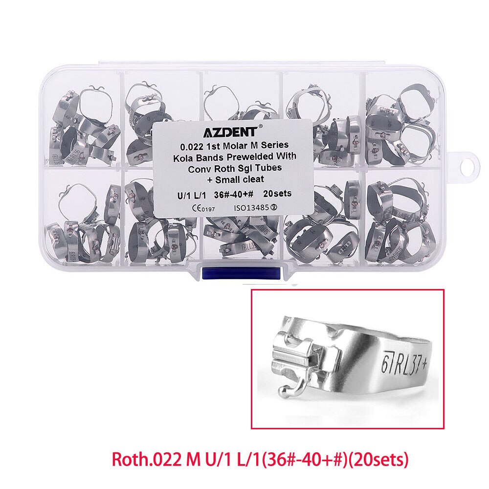 4 PCS/Set,Total 20 Sets  Azdent Dental Orthodontic 1st Molar Bands  M series Bands Prewelded With Buccal Tube Conv - KiwisLove