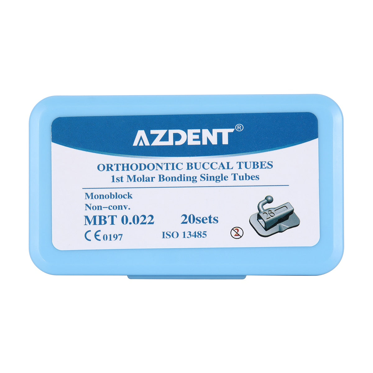 4Pcs/Set  20Sets=80Pcs AZDENT Dental Orthodontic Buccal Tubes 1st Molar Bondable Monoblock Non-Convertible Single Roth MBT 0.022 - KiwisLove