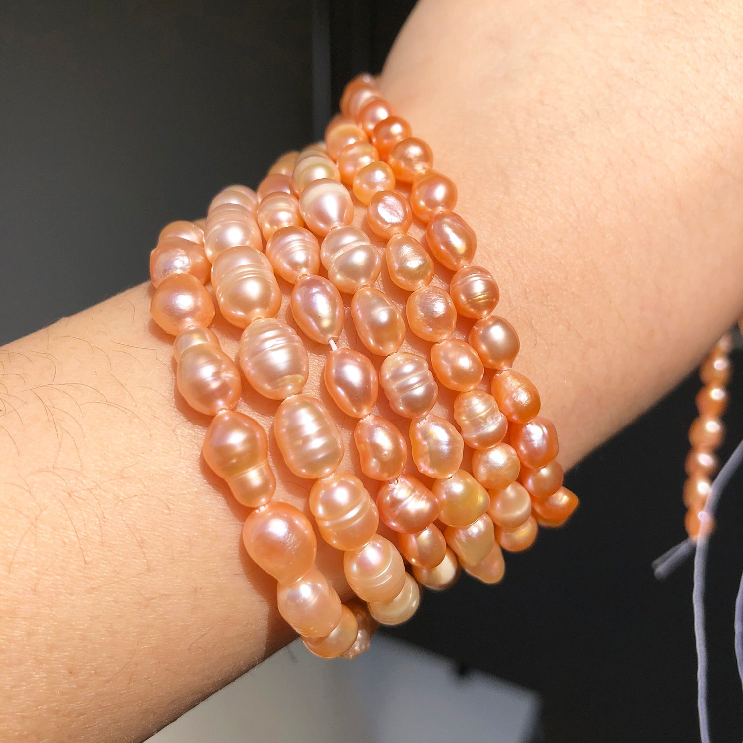 Natural Freshwater Pink Pearl Beads Rice Shape Punch Loose Beads for Jewelry Making Handmade DIY Charm Bracelet Necklace 15" - KiwisLove