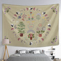 Moon Phase Tapestry Wall Hanging Plants Celestial Flowers Starry Sky Bohemian Witchcraft Hippie Home Decor - KiwisLove