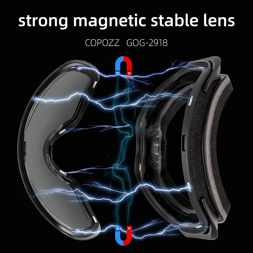 COPOZZ Frameless Ski Goggles With Snow Mask Men Women Snowboard Goggle Magnetic UV400 Eye Protection Anti fog Skiing Glasses - KiwisLove