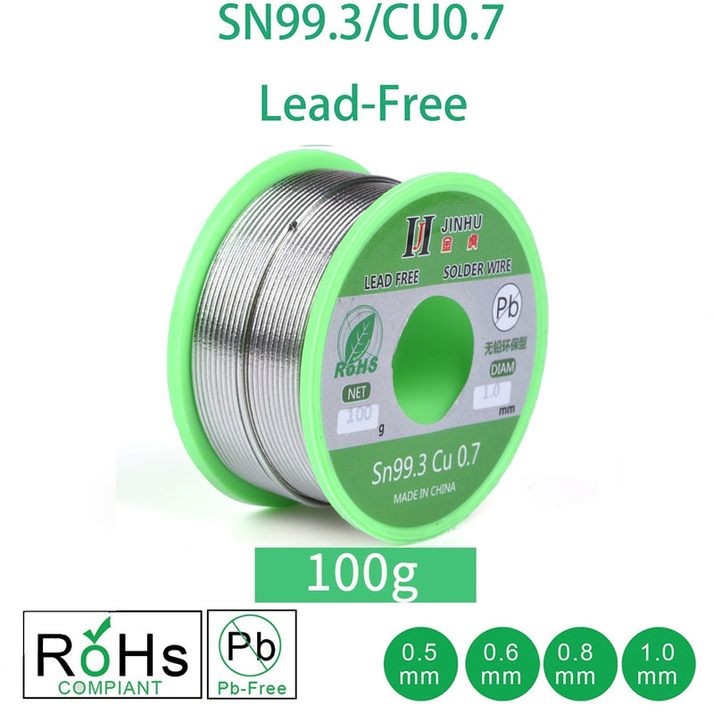 100g Lead-free Solder Wire 0.5-1.0mm Unleaded Lead Free Rosin Core for Electrical Solder RoHs