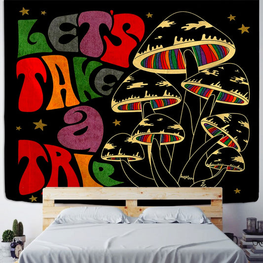 Psychedelic Mushroom Tapestry Wall Hanging Aesthetic Witchcraft Bohemian TAPIZ Girls Dormitory Home Room Decor - KiwisLove