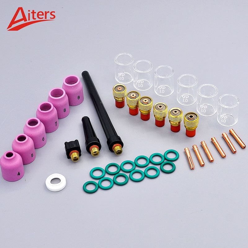 Welding Torch Small Stubby Gas Lens and Pyrex Glass Cup Kit For WP-9/20/25 40PCS Alumina Nozzle Cups TIG Accessories - KiwisLove