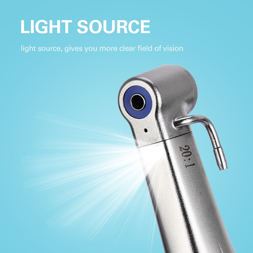 20:1 Dental Fiber Optic LED  Implant Contra Angle Low Speed Handpiece Push Button Chuck 55N.cm Torque - KiwisLove