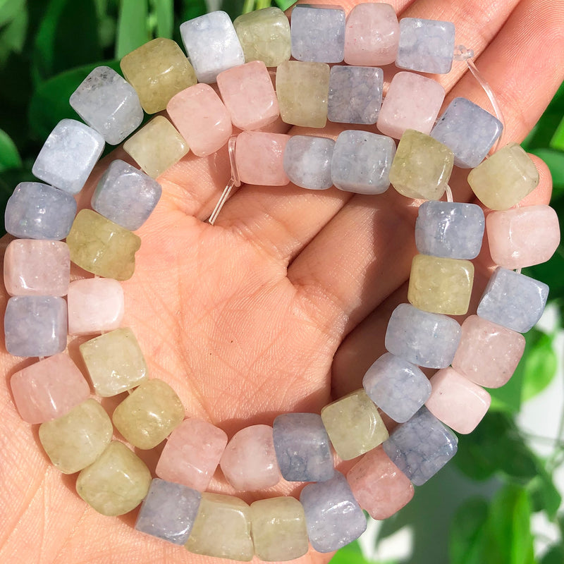 8mm Square Aquamarines Morganite Tourmaline Peridot Apatite Stone Beads Natural Loose Beads for Jewelry DIY Making Bracelet - KiwisLove