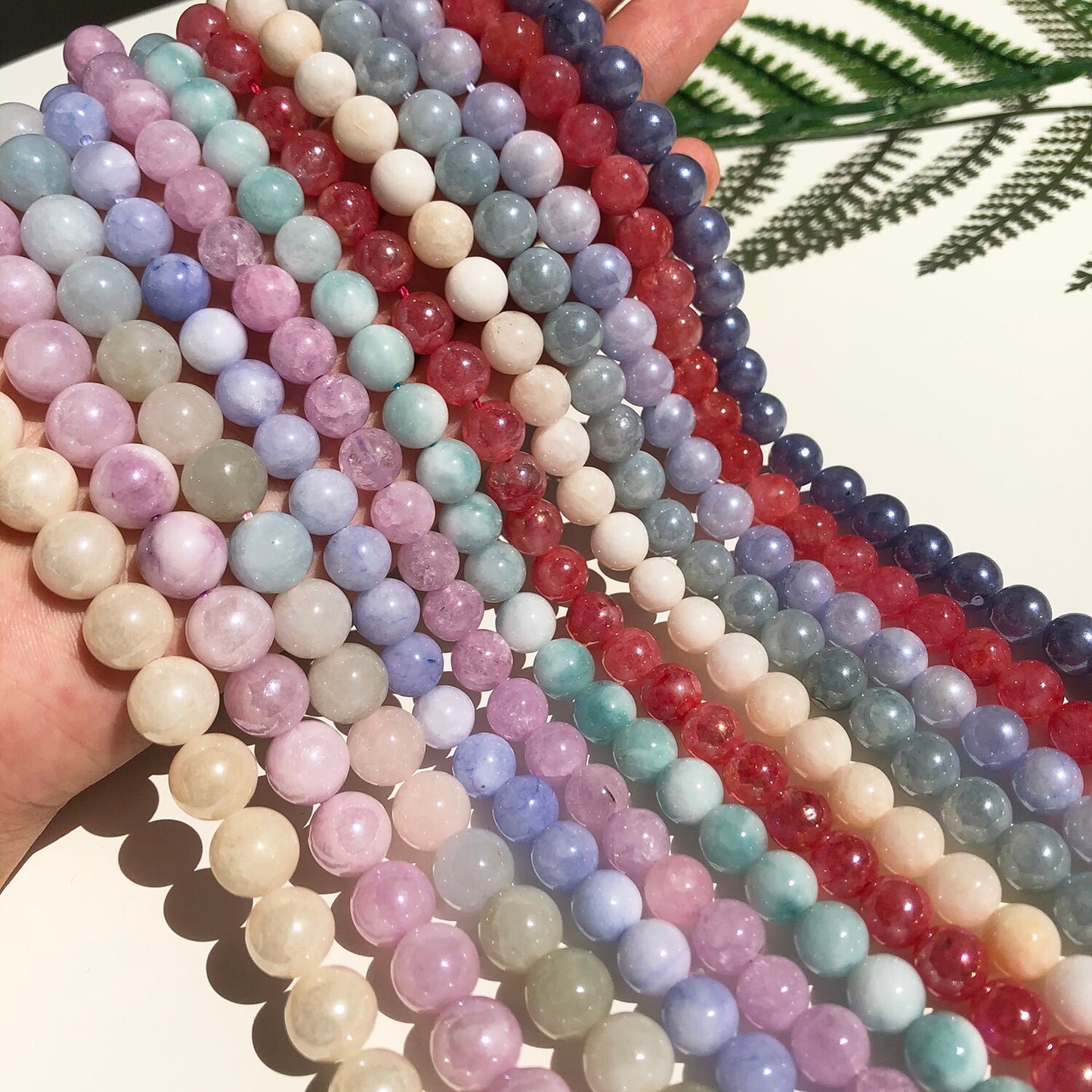 Natural Stone Pink Purple Blue Angelite Morganite Round Beads For Jewelry Jade Beads Making DIY Handmade Bracelet Neckalce 15&#39;&#39; - KiwisLove