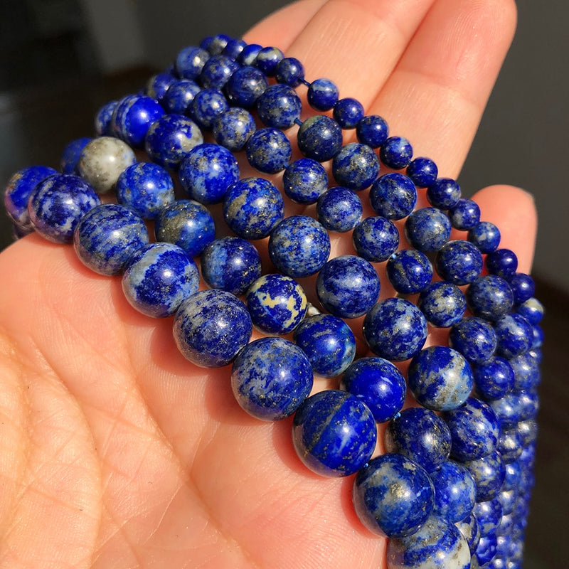 AA Natural Lapis Lazuli Stone Beads for Jewelry Making 4 6 8 10mm Round Loose Beads DIY Bracelet Charms Accessories 15&#39;&#39;Inches