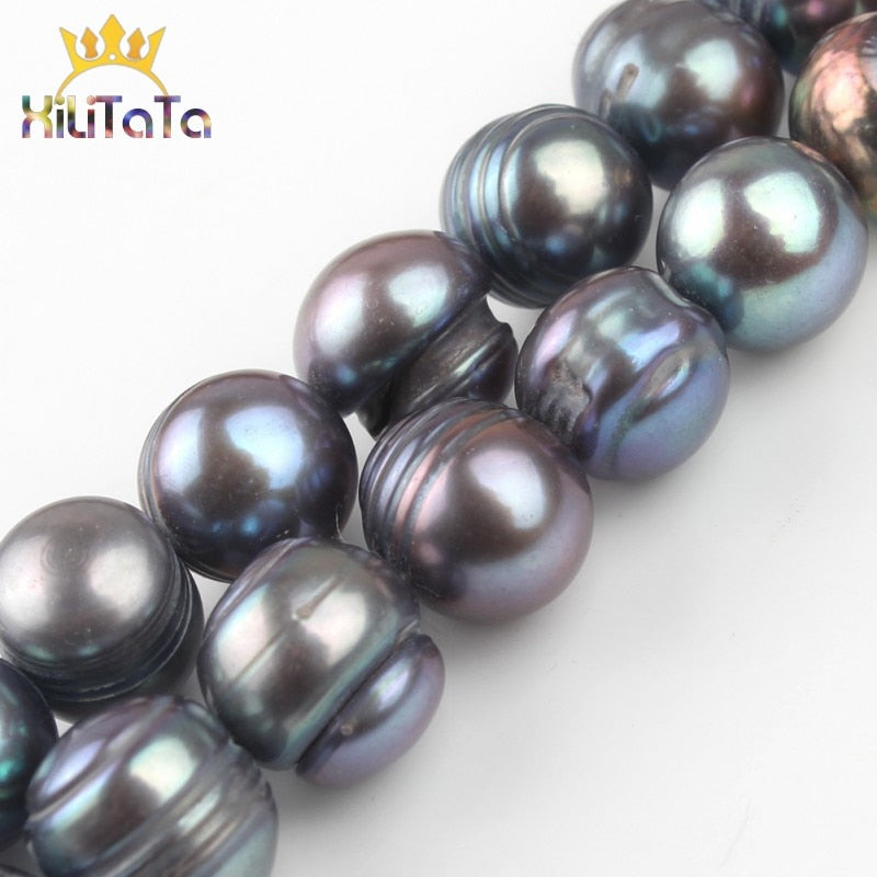 10-11mm Natural Black Freshwater Pearl Beads Round Loose Spacer Pearls Beads For Jewelry Making DIY Bracelet Accessories 15'' - KiwisLove