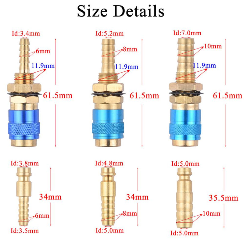 6mm 8mm 10mm Water Cooled Air Cooled Gas Water Adapter Quick Connector Fitting For MIG TIG Welding Torch Plug - KiwisLove