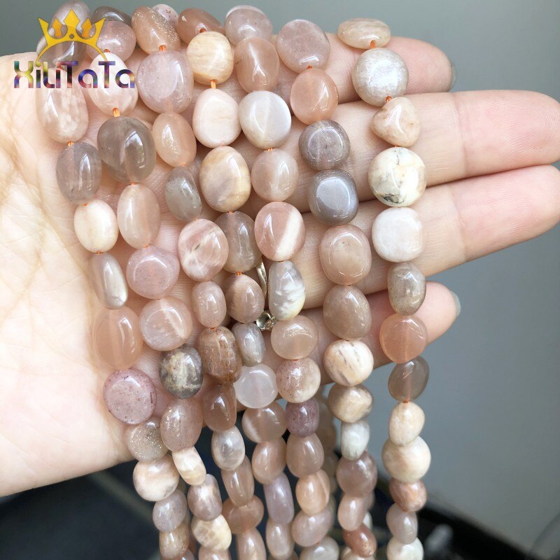 8-10mm Irregular Sun Stone Beads Smooth Natural Loose Spacer Beads For Jewelry Making Bracelet Charms Accessories 15&quot; Strands - KiwisLove