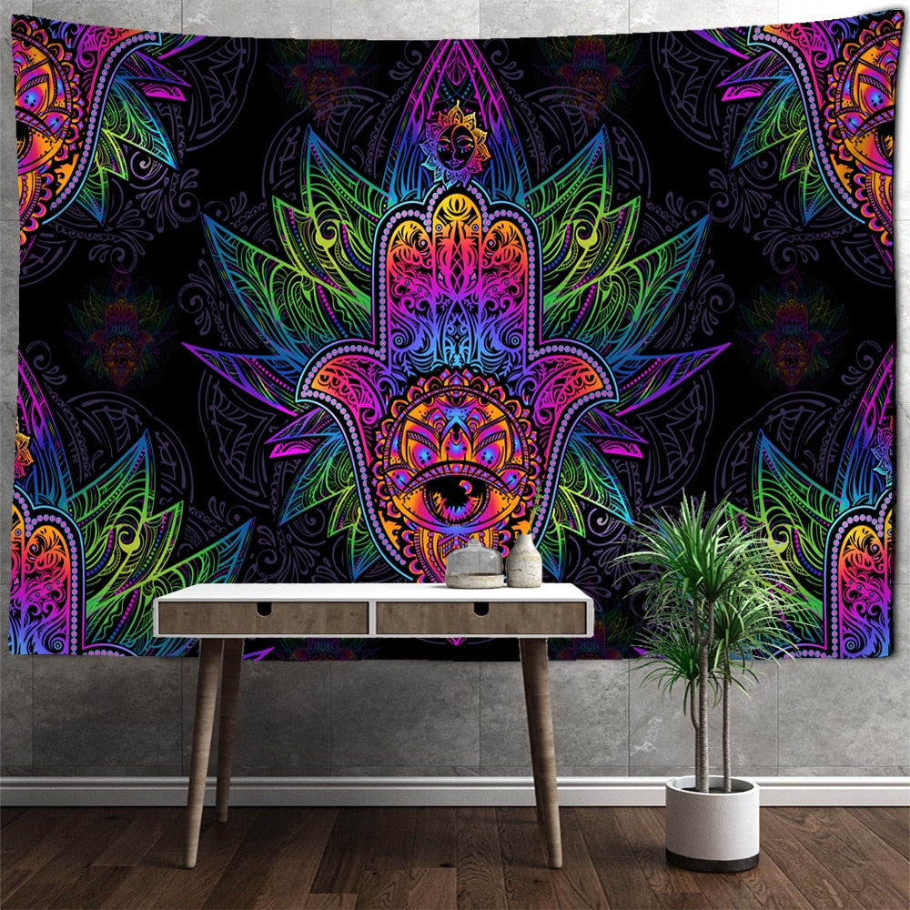 Sun Print Tapestry Wall Hanging Family Bedroom Decorated With Mysterious Bohemian Tarot Magic Indian Witchcraft Wallpaper - KiwisLove