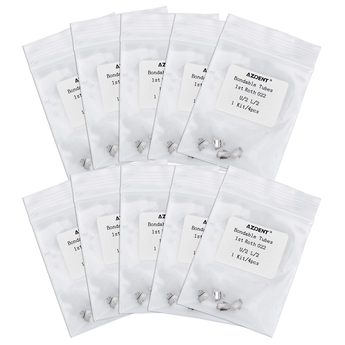 10 Packs  AZDENT Dental Orthodontic Bondable Non-Con Mesh Base Buccal Tube 1st Molar Roth / MBT 022 - KiwisLove
