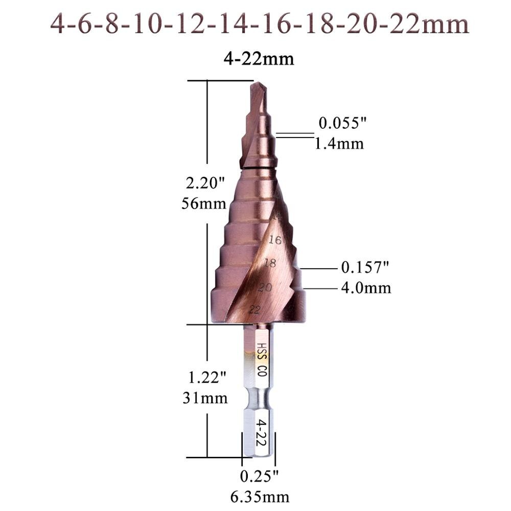 M35 5% Cobalt HSS Step Drill Bit HSS CO HSSCO High-Speed Steel Cone Hex Shank Metal Drill Bits Tool Set Hole Cutter For Stainles - KiwisLove