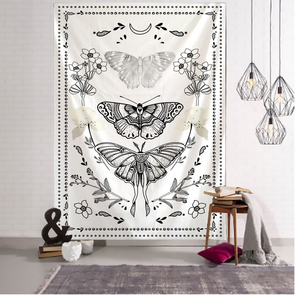 Psychedelic Butterfly Tarot Tapestry Wall Hanging Witchcraft Bohemian Hippie Tapiz Dormitory Home Decor - KiwisLove