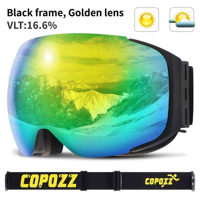 COPOZZ Magnetic Ski Goggles with Quick-Change Lens and Case Set 100% UV400 Protection Anti-fog Snowboard Goggles for Men &amp; Women - KiwisLove