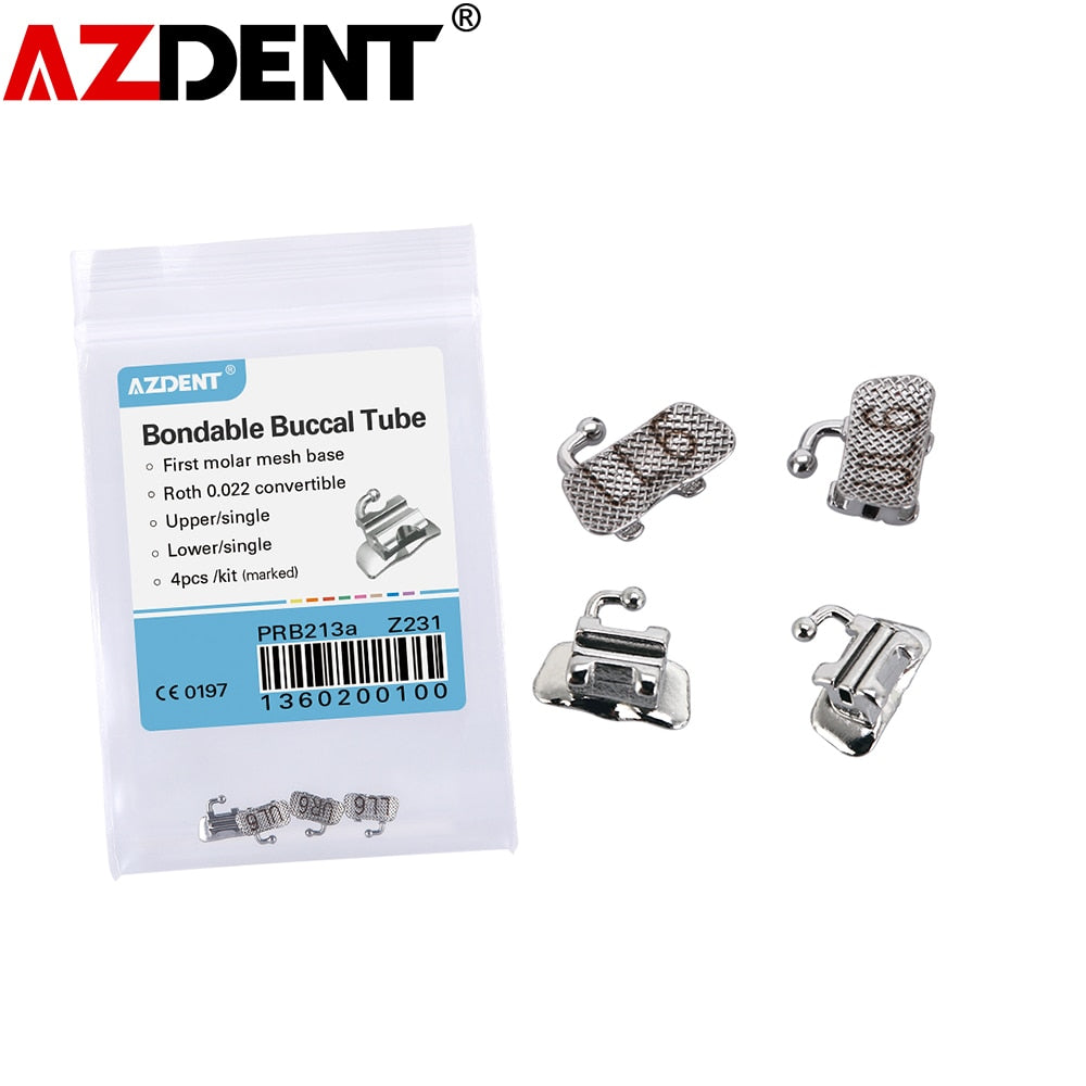 4Pcs/Pack Azdent 1st Molar Bondable Convertible Single MBT / Roth / Edgewise 0.022 Buccal Tube - KiwisLove