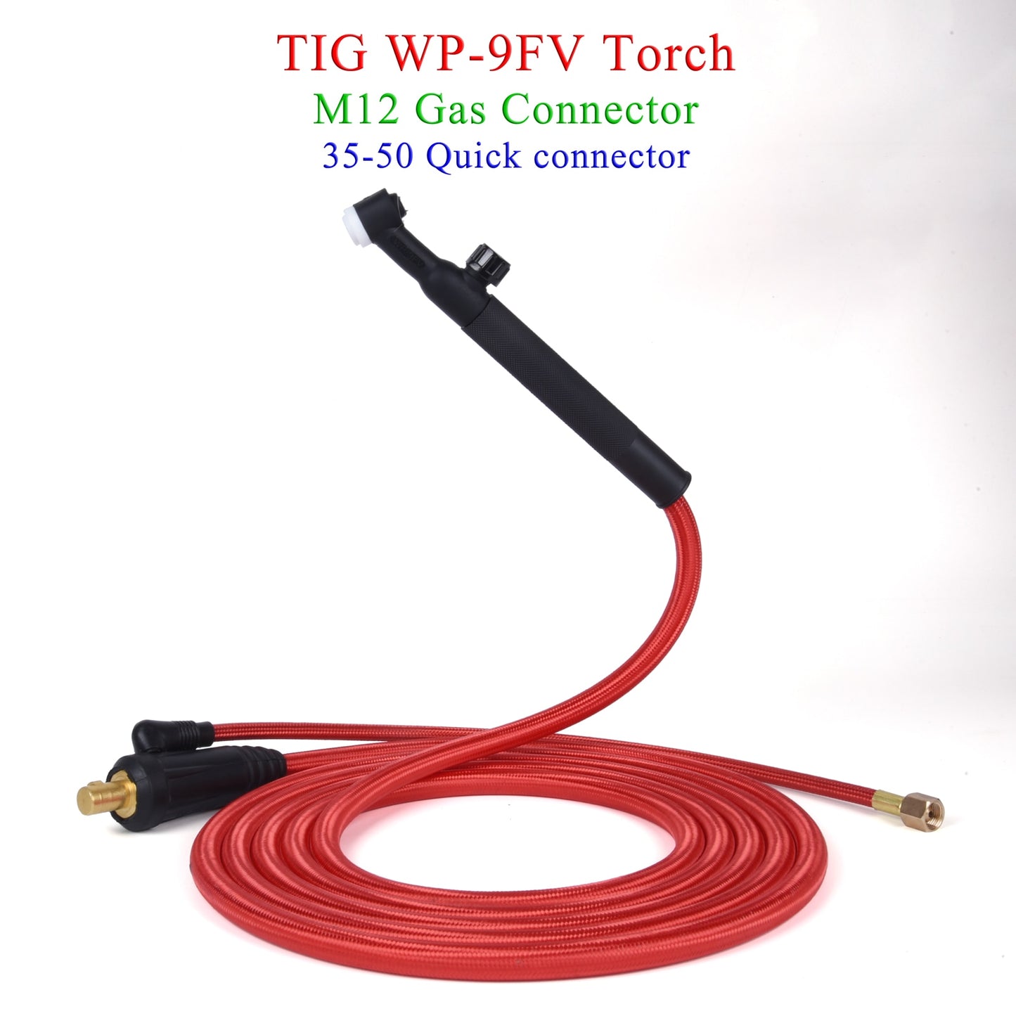 4M/13ft 7.8M/25.6ft WP9F 9FV TIG Welding Torch Soft Hose Cable Wires M12*1mm Gas Connector DKJ 10-25 35-50 Power Connector - KiwisLove